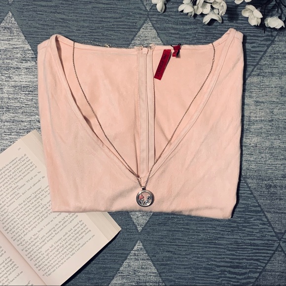 Love Scarlett Faux-Suede Asymmetrical Blouse - Picture 6 of 8